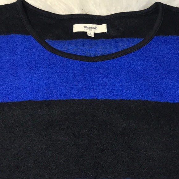 Madewell wool blend short sleeve  color block blue and black - Picture 8 of 11